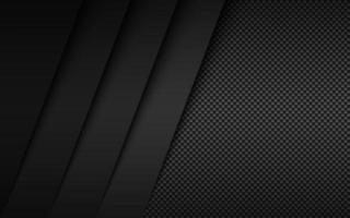 Black and grey modern material design with carbon fibre texture. Overlapped layers background. Vector abstract widescreen background