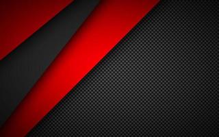 Black and red overlap layers background with carbon fibre texture. Modern material design background. Vector illustration corporate template