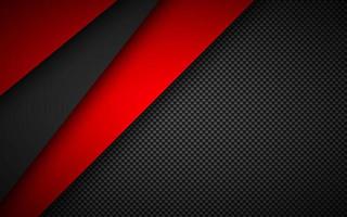 Black and red overlap layers background with carbon fibre texture. Modern material design background. Vector illustration corporate template