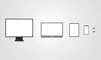 Device icons, smart phones, tablets, laptops, smart clock, desktop computer vector