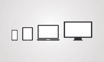 iconos de dispositivo. teléfono inteligente, tableta, computadora portátil y computadora de escritorio vector