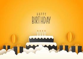 Happy birthday card in paper cut style vector