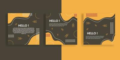 social media post template with abstract shape vector