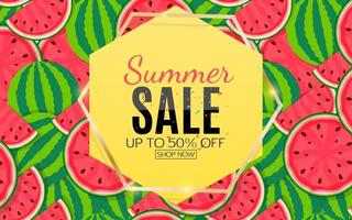 Summer Sale Background with Watermelon. Vector Illustration