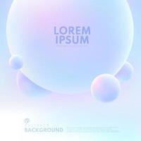 Abstract 3D liquid fluid circles hologram color beautiful background. Creative minimal buble trendy gradient template for cover brochure, flyer, poster, wallpaper, banner web. vector