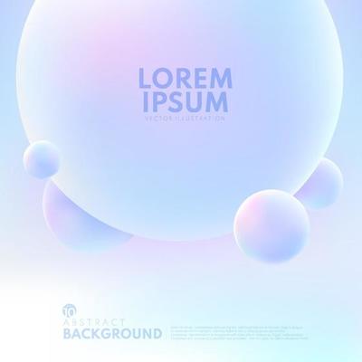 Abstract 3D liquid fluid circles hologram color beautiful background. Creative minimal buble trendy gradient template for cover brochure, flyer, poster, wallpaper, banner web.