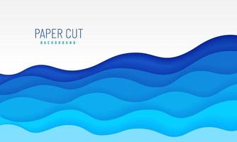 Blue and white paper cut background with text space or copy space. Simple blue paper cut background. Abstract banner design. Vector illustration