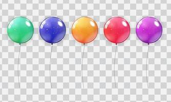 Realistic Balloon Collection Set Isolated on Transparent Background. Vector Illustration