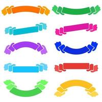 Set of colored flat isolated ribbon banner on a white background vector