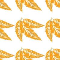 Color seamless pattern of flat abstract isolated orange leaf curving in different directions vector