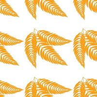 Color seamless pattern of flat abstract isolated orange leaf curving in different directions vector