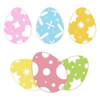 Set of colored isolated Easter eggs on a white background. With an abstract pattern. Simple flat vector illustration. Suitable for decoration of postcards, advertising, magazines, websites.