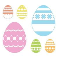 Set of colored Easter eggs isolated on a white background. With abstract pattern. Simple flat vector illustration. Suitable for decoration of postcards, advertising, magazines, websites.