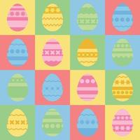 Set of colored isolated Easter eggs. With an abstract pattern. Simple flat vector illustration. Suitable for decoration of postcards, advertising, magazines, websites.