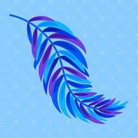 Flat color abstract silhouette of a leaf on blue background vector