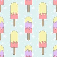 Color seamless pattern of delicious melting ice cream on a blue background. Simple flat vector illustration. Suitable for Wallpaper, fabric, wrapping paper, covers.
