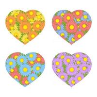 Set of colored isolated hearts on a white background. With a romantic flower pattern. Simple flat vector illustration. Suitable for decoration of postcards, weddings, holidays, sites.