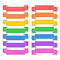 Set of flat isolated colored ribbons and banners on a white background. Simple flat vector illustration. With place for text. Suitable for infographics, design, advertising, festivals, labels.