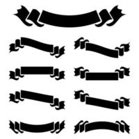 A set of flat black isolated silhouettes of ribbons banners on white background vector