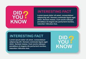 Did you know interesting fact label sticker set. Vector Illustration