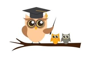 Owl Teacher Education Concept Template. Vector Illustration