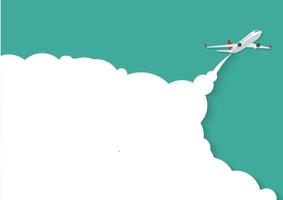 Flying airplane with place for text. Vector Illustration