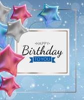Birthday invitation background with balloons. Vector Illustration