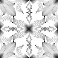 Patrón transparente arabesco floral abstracto. adorno de línea árabe con formas de flores. patrón de mosaico de oriente floral con líneas negras en forma de remolino. adorno asiático. remolino geométrico doodle textura vector