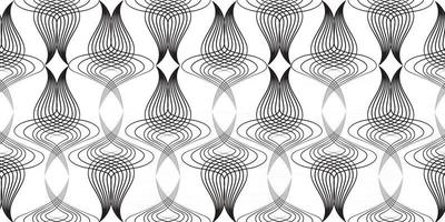 Abstract retro style arabesque linear seamless pattern. Artistic line art ornament with floral shapes. vector