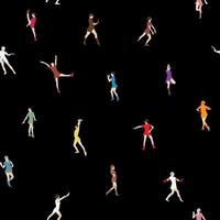 Silhouette of a Dancing Woman Seamless Pattern Background Vector Illustration