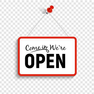 Come in We Are Open Sign Vector Illustration