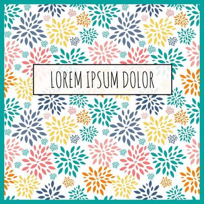 Abstract Spring Flower Pattern with Frame and Sample Text. Vector Illustration