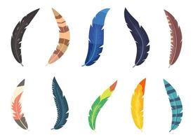 Colored feather set vector design illustration isoalted on white background