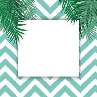 Abstract Summer Background with Palm Leaves and Frame for Text. Vector Illustration