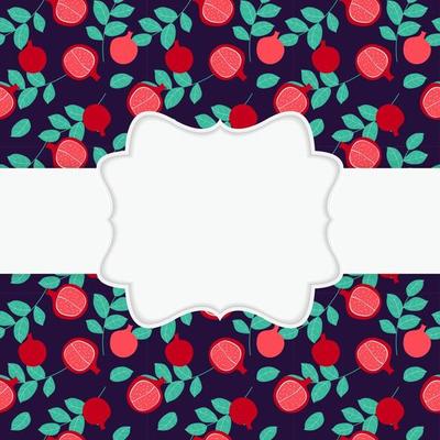 Background with pomegranate and Frame. Vector Illustration