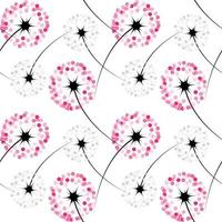 Abstract dandelion on white background. seamless pattern. vector illustration
