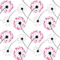 Abstract dandelion on white background. seamless pattern. vector illustration