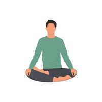 Young man sitting in lotus pose isolated on the white background. Vector illustration