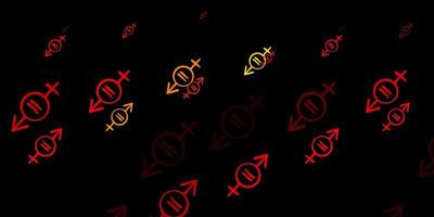 Dark Red vector background with woman symbols.