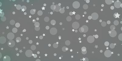 Light Green vector pattern with circles, stars. Abstract design in gradient style with bubbles, stars. Design for wallpaper, fabric makers.