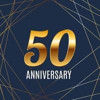 Celebrating 50 Anniversary emblem template design with gold numbers poster background. Vector Illustration