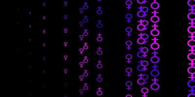 Dark Purple, Pink vector pattern with feminism elements.