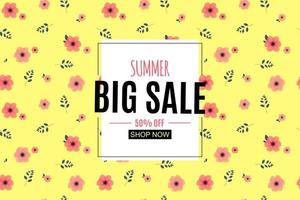 Abstract Summer Sale Background with Frame. Vector Illustration