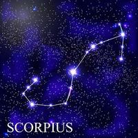 Scorpius Zodiac Sign with Beautiful Bright Stars on the Background of Cosmic Sky Vector Illustration