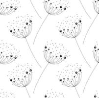 Abstract dandelion on white background. seamless pattern. vector illustration