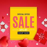 Valentine's Day Love and Feelings Weekend Sale Background Design. Vector illustration