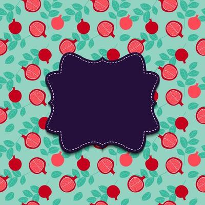 Background with pomegranate and Frame. Vector Illustration