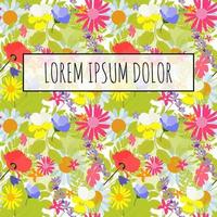 Abstract Spring Flower Pattern with Frame and Sample Text. Vector Illustration