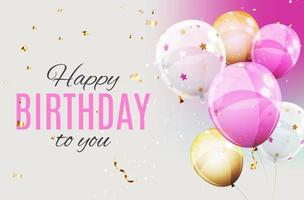 Color Glossy Happy Birthday Balloons Banner Background Vector Illustration