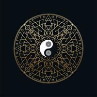 Meditation Template with Yin Yang Sign In Mandala vector